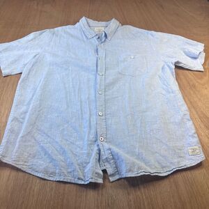 Weatherproof Vintage Linen Shirt Mens XXL Blue Short Sleeve Button Up